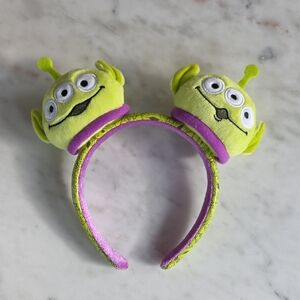 Disney Green Alien Plush Headband with Purple Trim